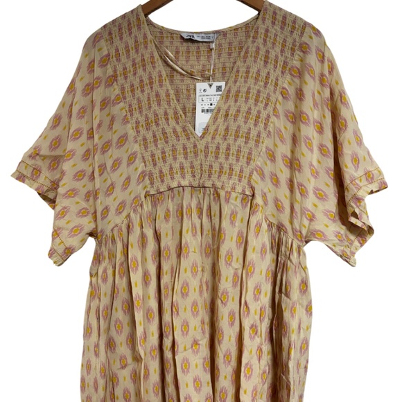 Zara | Women's Boho Smocked Midi Dress - Picture 2 of 10